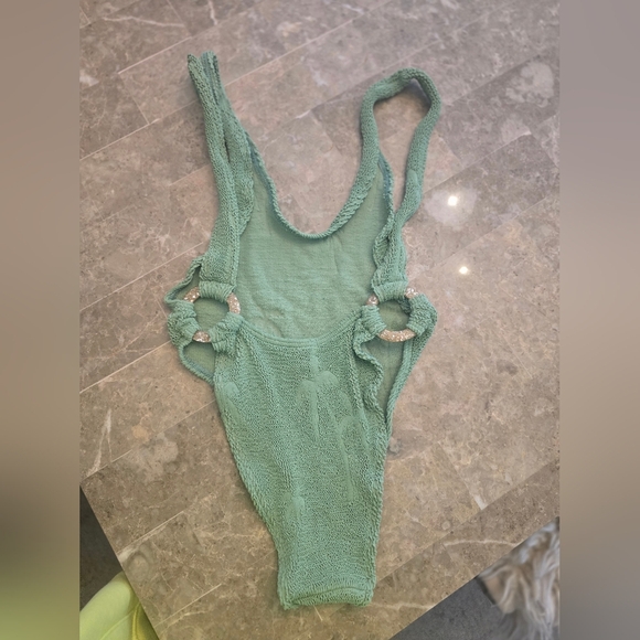 Free People Bond Eye Green Palm Tree Swim Suit - Picture 4 of 6